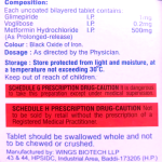 Glimepiride, Voglibose & Metformin hydrochloride prolonged-release (1/0.2/500mg)
