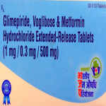 Glimepiride, Voglibose & Metformin hydrochloride extended-release (1/0.3/500mg)
