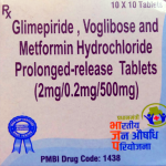 Glimepiride, voglibose & Metformin hydrochloride prolonged-release (2/0.2/500mg)