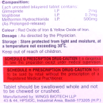 Glimepiride, voglibose & Metformin hydrochloride prolonged-release (2/0.2/500mg)
