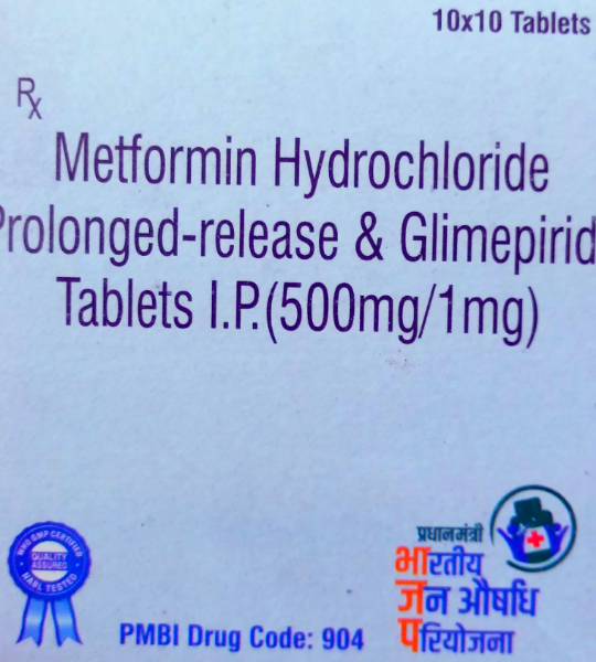 Metformin hydrochloride prolonged-release & Glimepiride 500mg/1mg