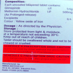 Metformin hydrochloride prolonged-release & Glimepiride 500mg/1mg