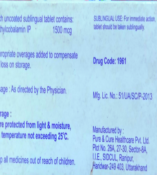 Methylcobalamin sublingual 1500mcg