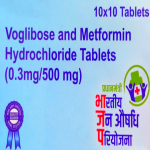 Voglibose & Metformin hydrochloride 0.3mg/500mg