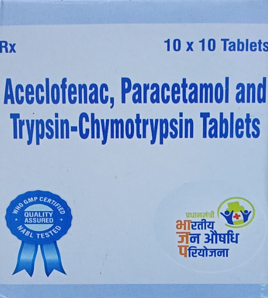 Aceclofenac, para&trypsin- chymotrypsin