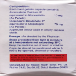 Atorvastatin&clopidogrel cap 10/75mg